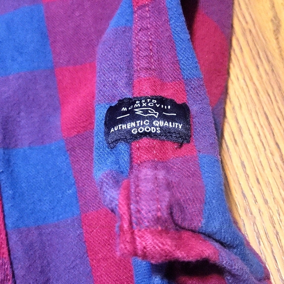 Tony Hawk Shacket Mens Red & Blue Plaid Quilted Button Hooded Jacket Size S/P - Picture 11 of 11